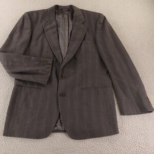 VTG Chalk Stripe Jacket M Gray 100% Wool Merino Blazer Sport Coat Italy 40R‎